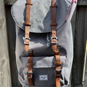 Herschel Supply Company Gray Canvas Backpack with Brown Straps